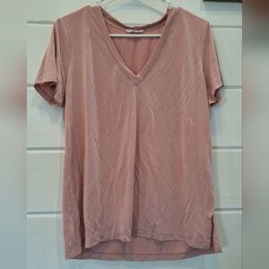 Lush Dusty Pink V-Neck Short Sleeve Top